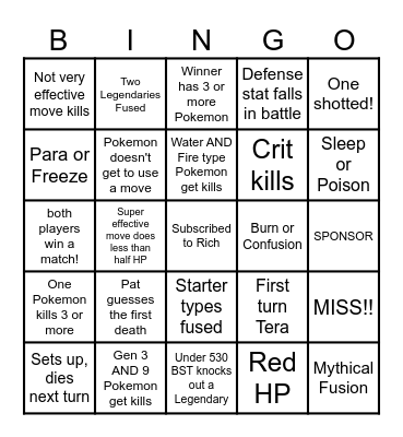 Then we fight bingo Rich Fusions Bingo Card