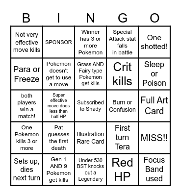 Then we fight bingo Shady Booster Packs Bingo Card