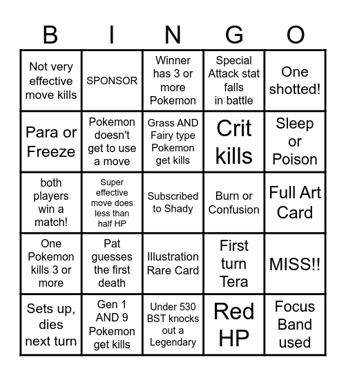 Then we fight bingo Shady Booster Packs Bingo Card