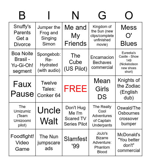 Found Lost Media 2025 Bingo Card