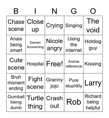 Gumball Bingo Card