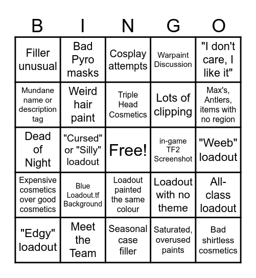 Fashion Bingo Card