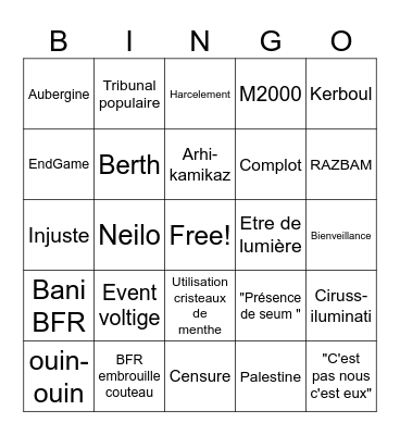 Live du guignolo Bingo Card