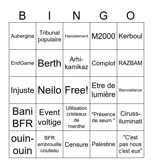 Live du guignolo Bingo Card