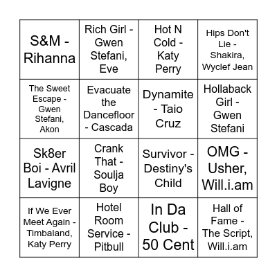 Back to the bangers - Millennial edition Bingo Card