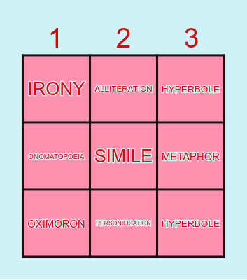 FIGURE OF SPEECH: BINGO TIME! Bingo Card