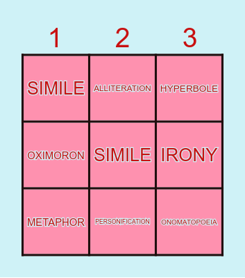 FIGURE OF SPEECH: BINGO TIME! Bingo Card