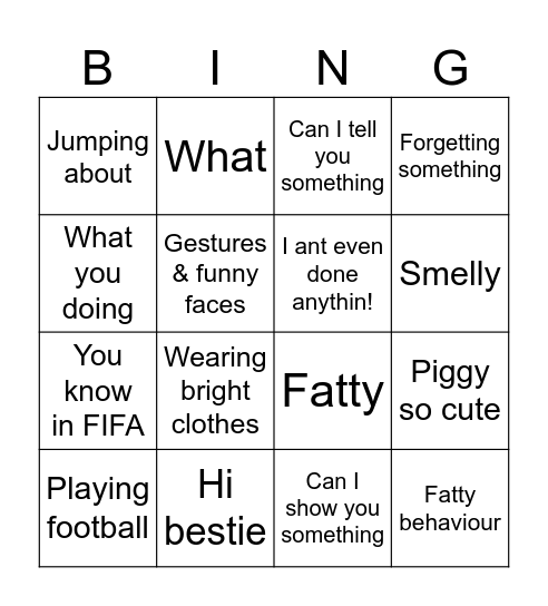 Tom Bingo Card