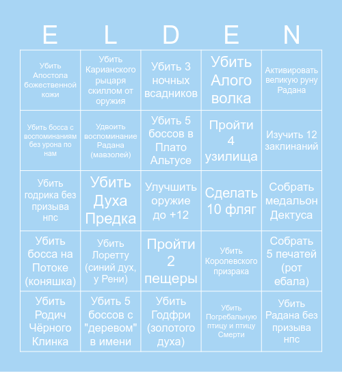 ELDEN RING Bingo Card