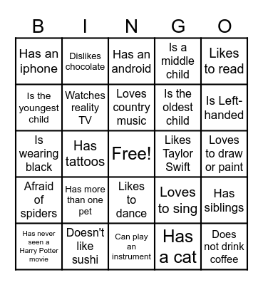 Ice-Ice Breaker! Bingo Card