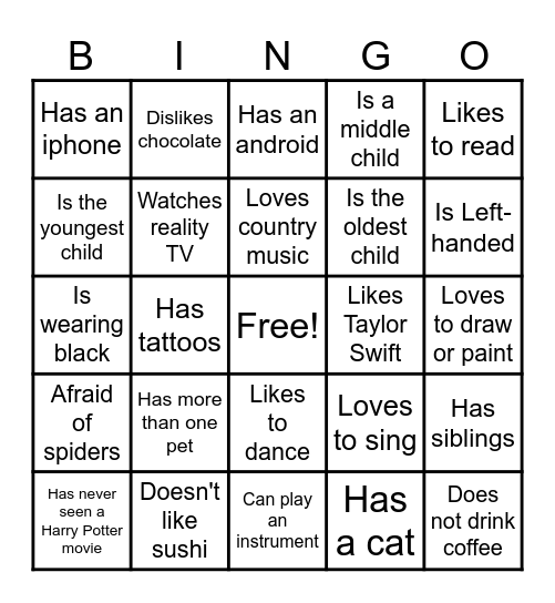 Ice-Ice Breaker! Bingo Card