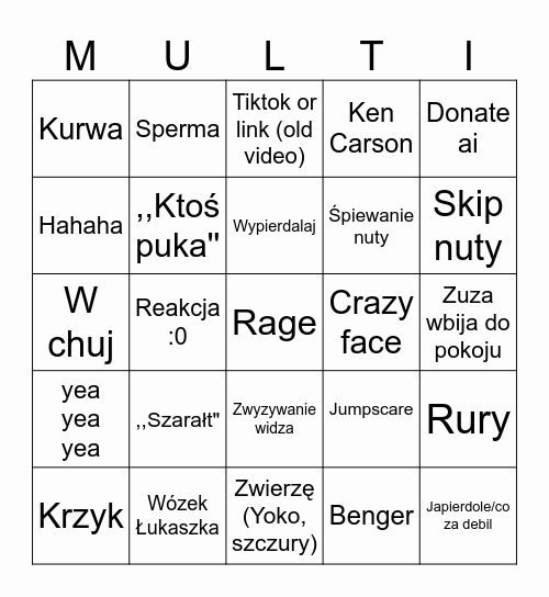 Stream Bingo Card