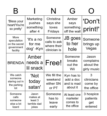 Office Bingo Card