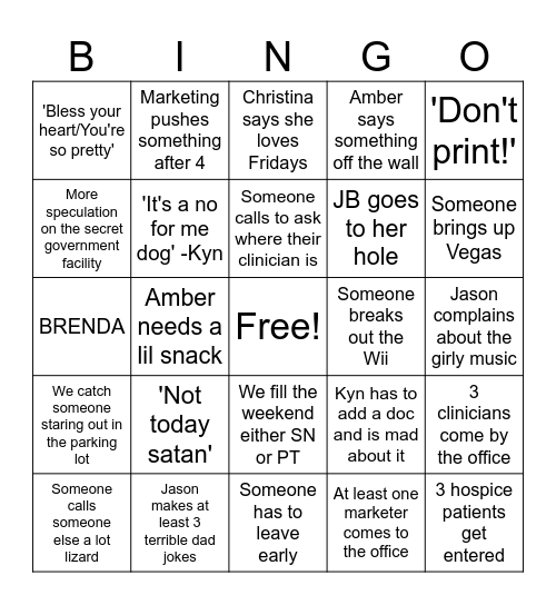 Office Bingo Card