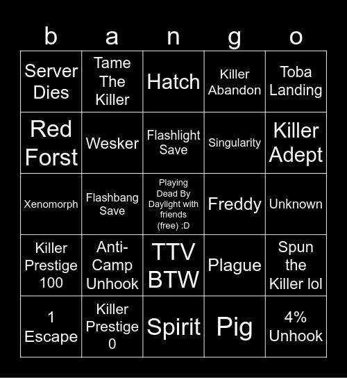 dead by bingo Card