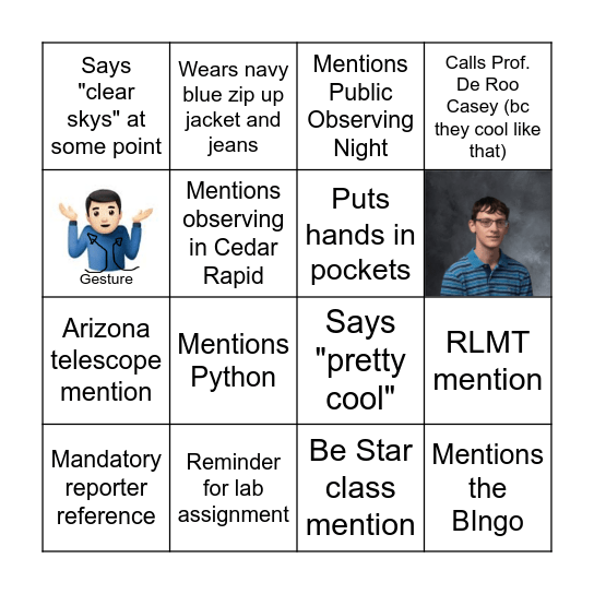 The Griffin Bingo Card