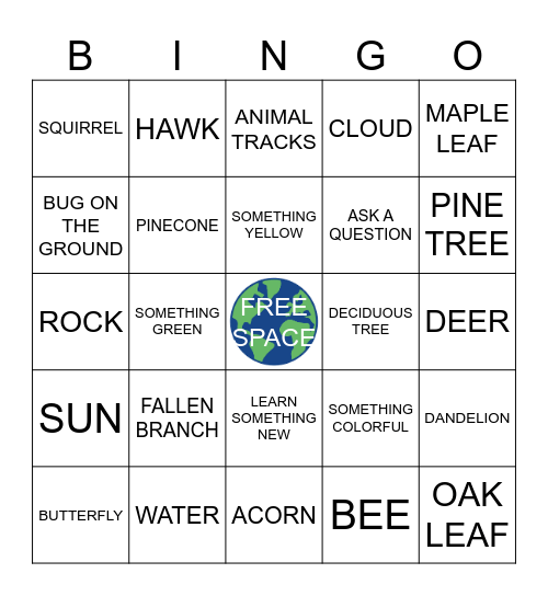 Nature BINGO Card