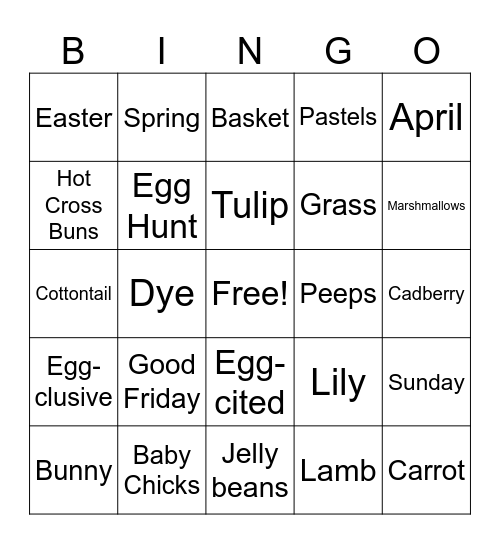 Easter Bingo Card