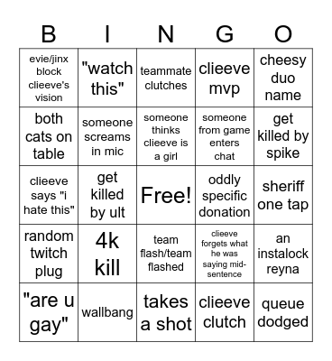 CLIEEVE'S CAT BINGO Card