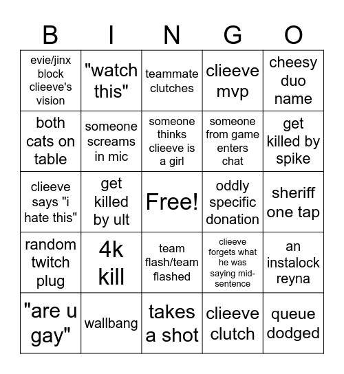 CLIEEVE'S CAT BINGO Card
