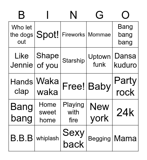 Dango Bingo Card