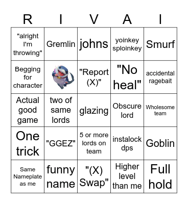 Marvel Rivals Competitive Bingo Card