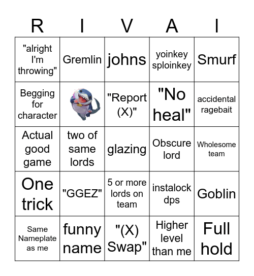 Marvel Rivals Competitive Bingo Card