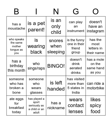 Community Supper Club Bingo Card