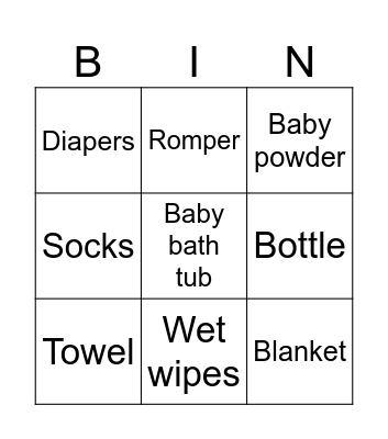 BABY BINGO ! Bingo Card