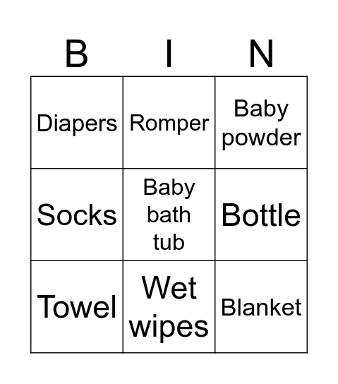 BABY BINGO ! Bingo Card