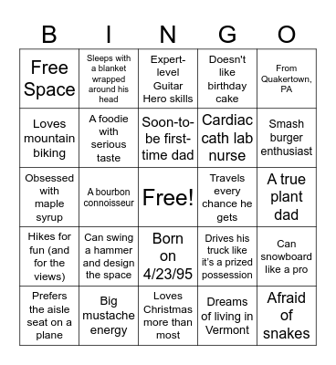 Josh Bingo! Bingo Card