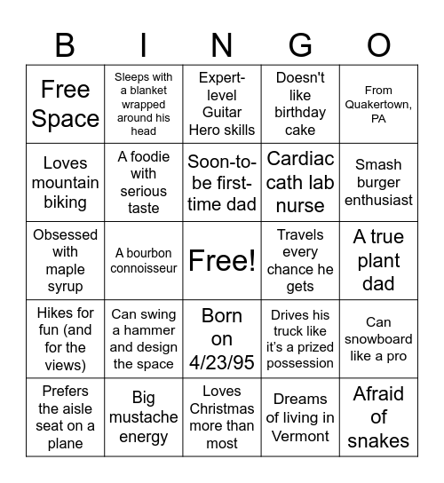 Josh Bingo! Bingo Card
