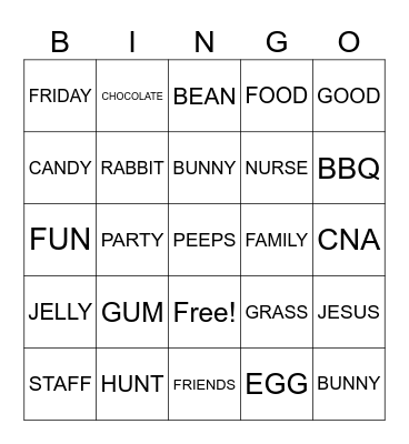EASTER BINGO Card