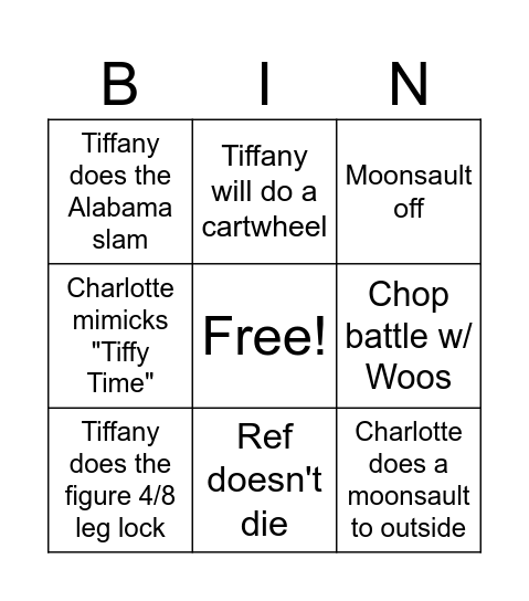 Tiffany Stratton vs Charlotte Flair Bingo Card