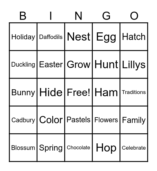 Easter Bingo Card