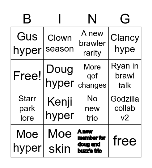 Brawl talk bingo Card