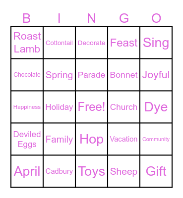 Happy Easter Bingo Card