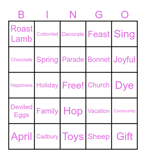 Happy Easter Bingo Card