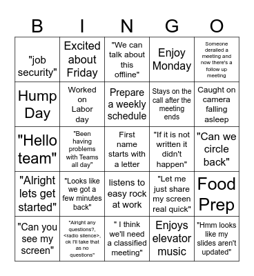 Bingo Administrative Professional edition Bingo Card