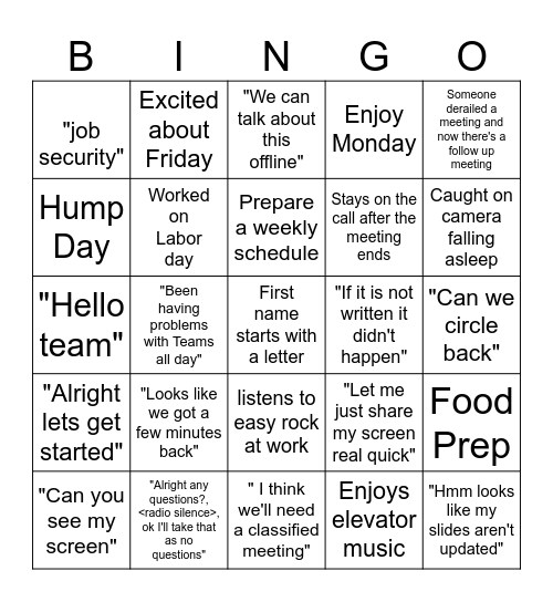 Bingo Administrative Professional edition Bingo Card