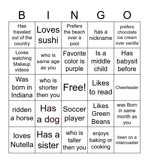 Birthday Bingo Card