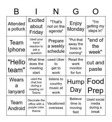 Bingo Administrative Professional edition Bingo Card