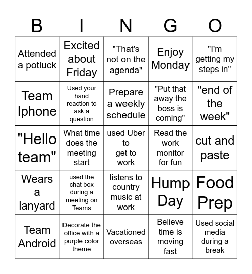 Bingo Administrative Professional edition Bingo Card