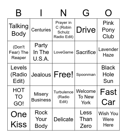 13MB Round #1 Bingo Card