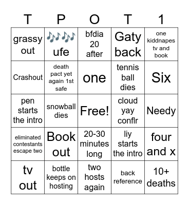 Tpot 18 Bingo Card