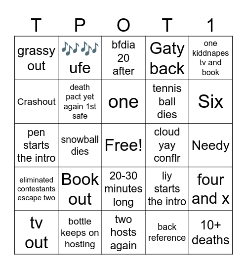 Tpot 18 Bingo Card