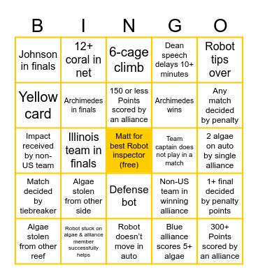 Argos Einstein Bingo Card