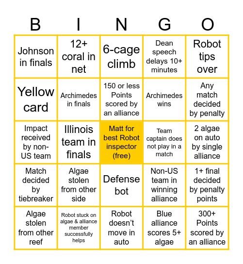 Argos Einstein Bingo Card