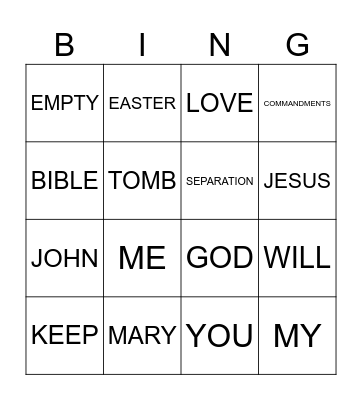 EASTER Bingo Card