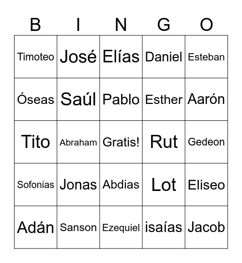 Personajes de la Biblia #2 Bingo Card
